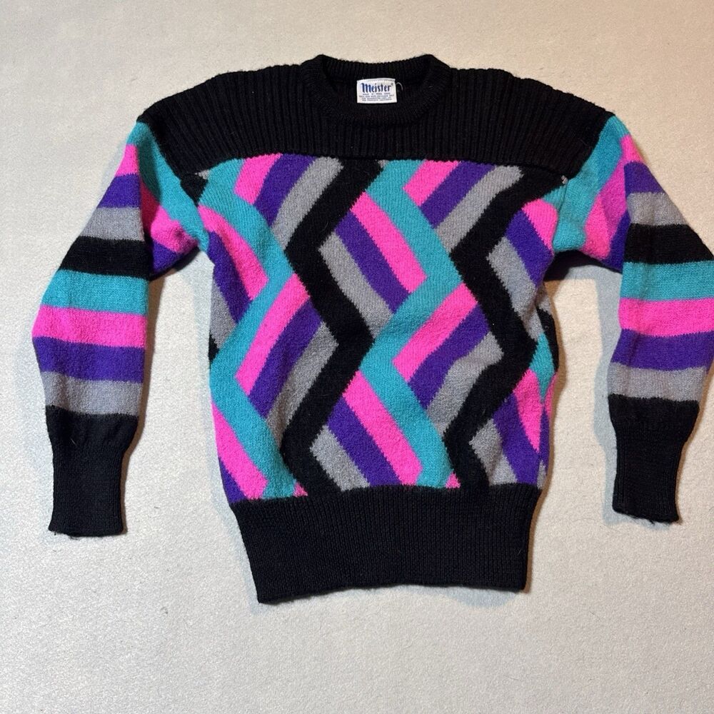 Vintage Meister 100% New Wool Multicolor Sweater